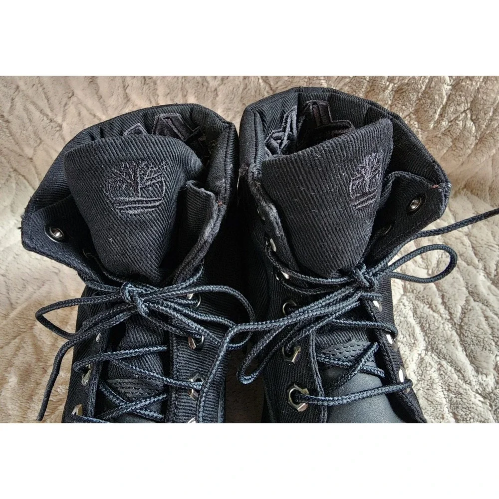 Timberland 6 inch Roll Top Waterproof Black Leather Boots Mens 6